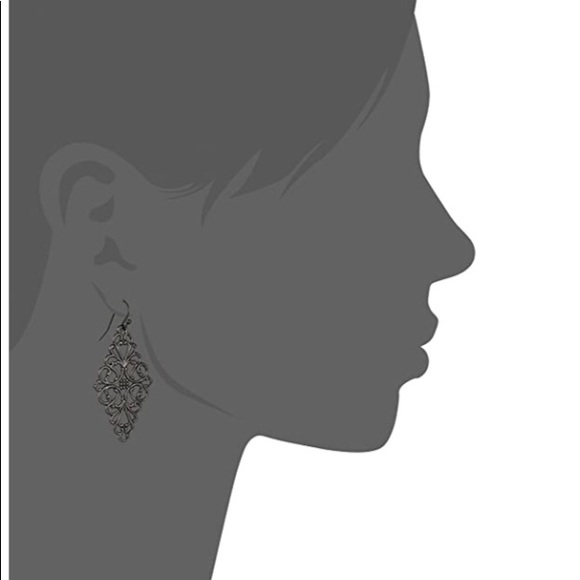 1928 Jewelry Filigree Diamond-Shape Drop Earrings - Picture 2 of 5